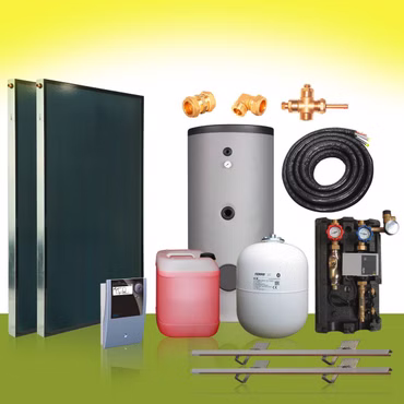 Solarpaket4   Flachkollektoren 4,06m² 300 l Solarspeicher Solar