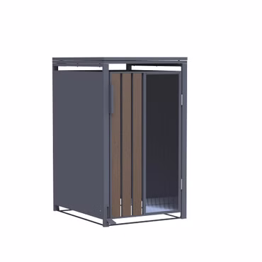 Mülltonnenbox Holzoptik mit Plexiglas für 1 Mülltonne