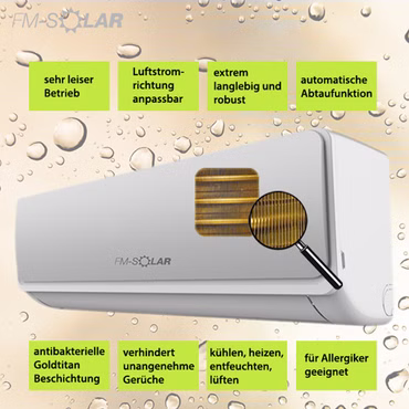 Split Klimaanlage 9000BTU Klimagerät Inverter WLAN 2,6kW Splitgerät 3m Leitung