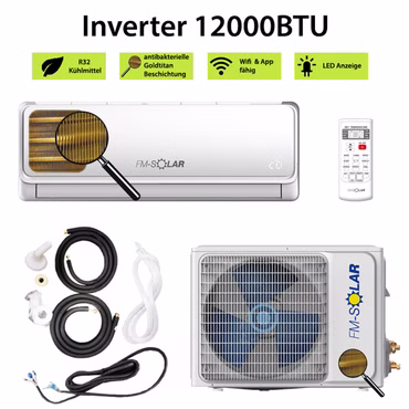 Split Klimaanlage 12000BTU Klimagerät Inverter WLAN 3,4kW Splitgerät 3m Leitung