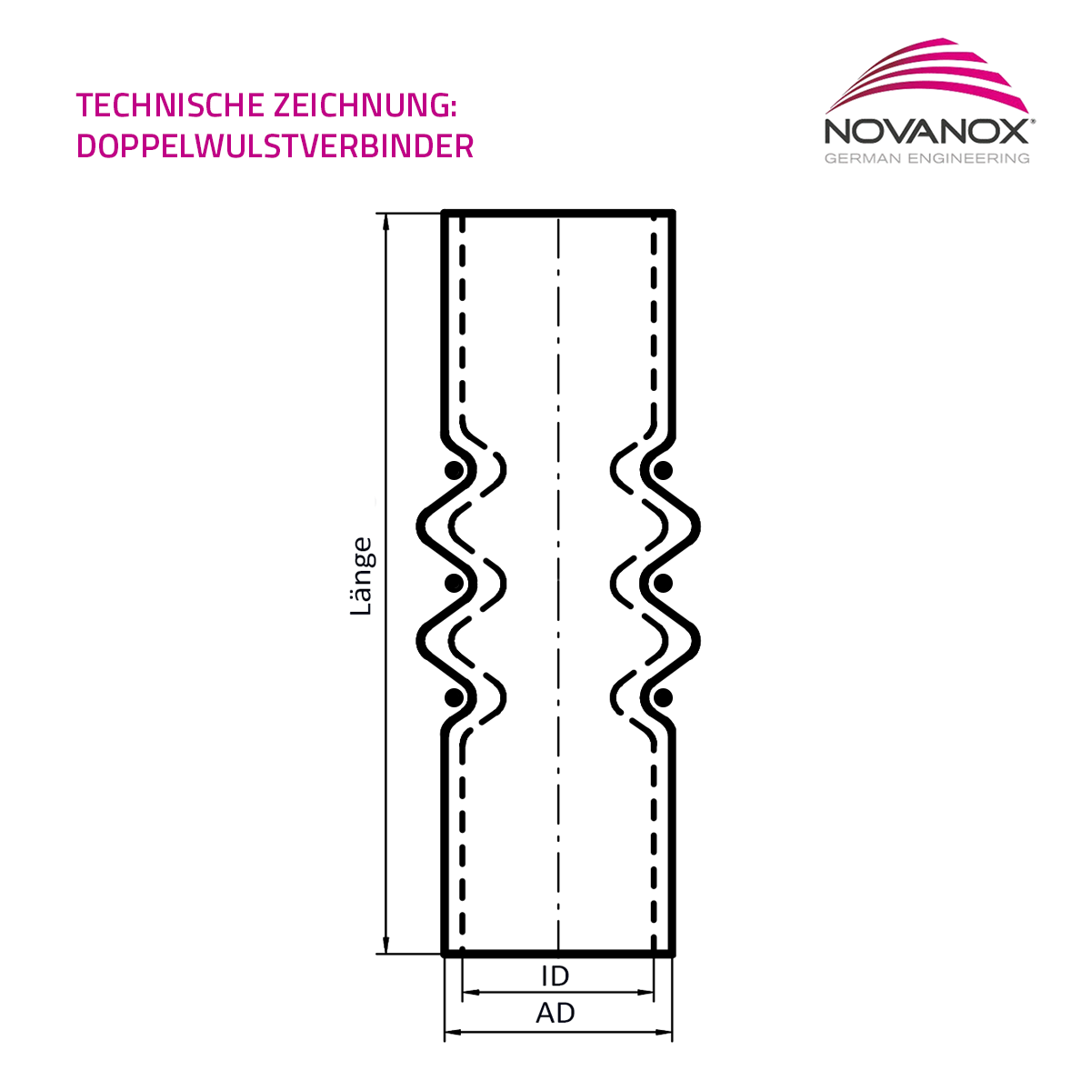 Technische Zeichnung 2-fach Wulstverbinder