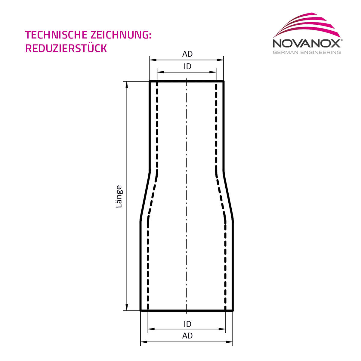 Technische Zeichnung Reduzierstück Silikon