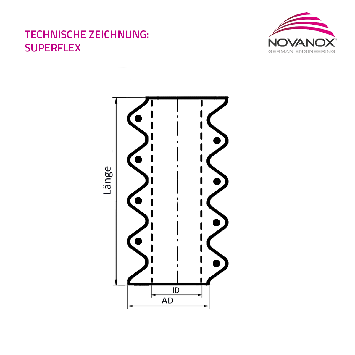 Technische Zeichnung NovaNox Silikonschlauch Superflex