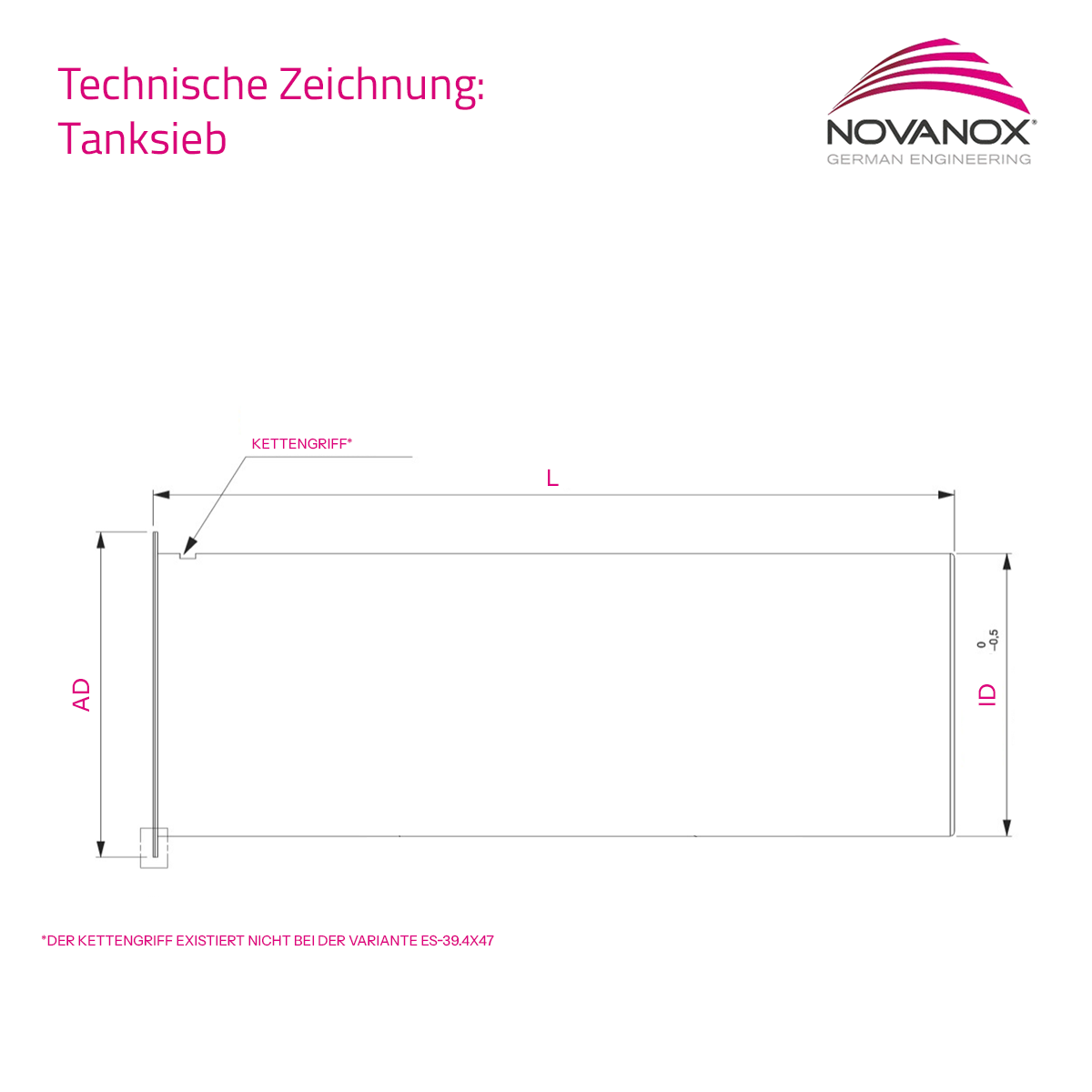 Technische Zeichnung Einfüllsieb
