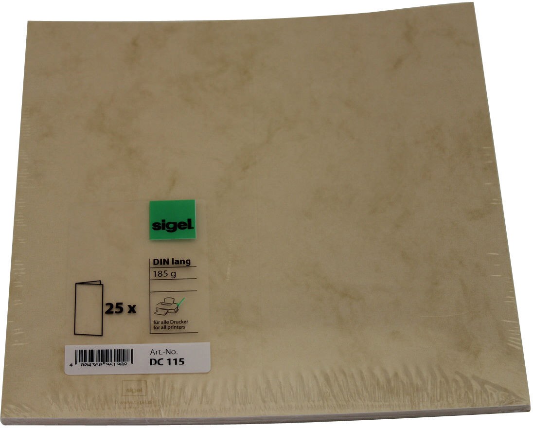 SIGEL DC115 Faltkarten marmoriert beige DIN lang 25 St/ück Edelkarton 185 g