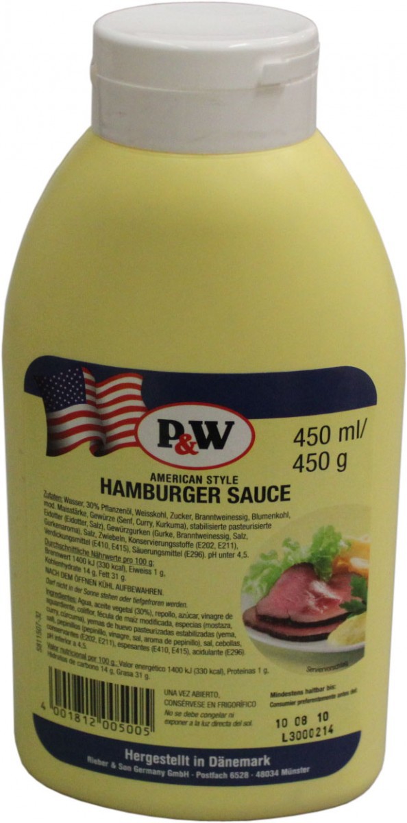 P&W Hamburger Sauce Amercan Style 450g Feinkost & Lebensmittel Senf
