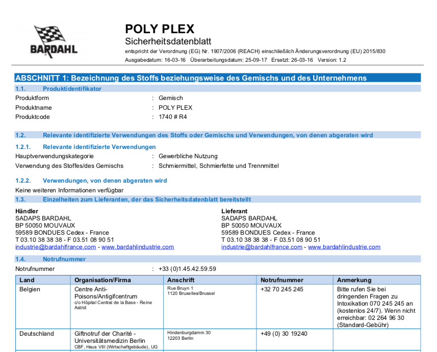 Sicherheitsdatenblätter