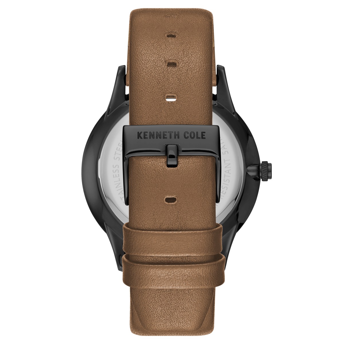 Kenneth Cole Orologio Uomo KC15202001, Quarzo, Cassa Acciaio 42mm, Cinturino Pelle Nera, Data, 100m WR