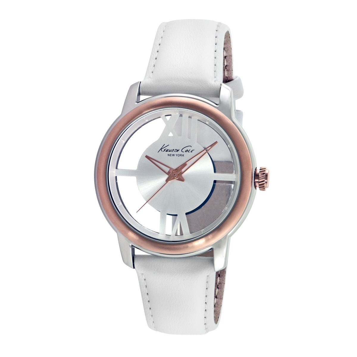 Kenneth Cole New York Orologio Uomo Classic Quarzo - Cassa In Acciaio IP Oro Rosa, Quadrante Blu, Cinturino In Pelle - 42mm