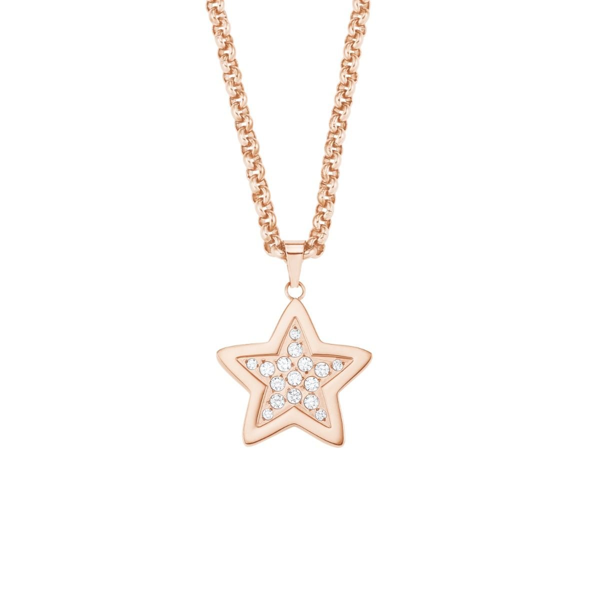 S.Oliver Kinder Halskette Mit Stern | Edelstahl & Leder | 37-40cm Verstellbar | Mit Glassteinen