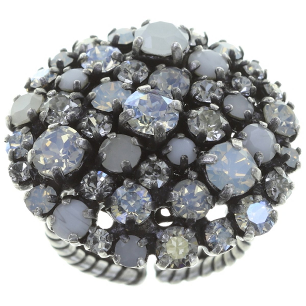 Konplott Entourage Ring Silber - Mit Kristallsteinen & Flexibler Größe