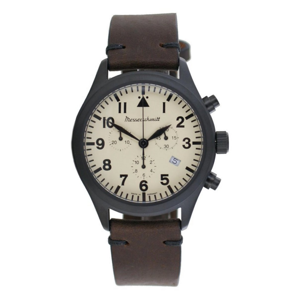 Messerschmitt Uomo Quarzo Fliegeruhr Modello BF110C-4 pelle Vintage