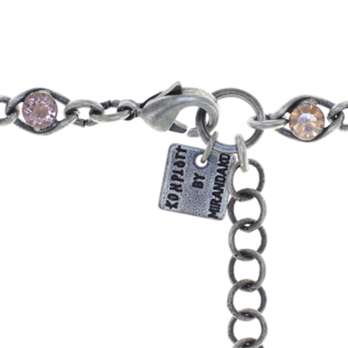 Konplott Braccialetto Magic Fireball A Maglia Fine - Cristalli Swarovski Rotondi Grigi E Bianchi, Argento Rodiato, 17 Cm