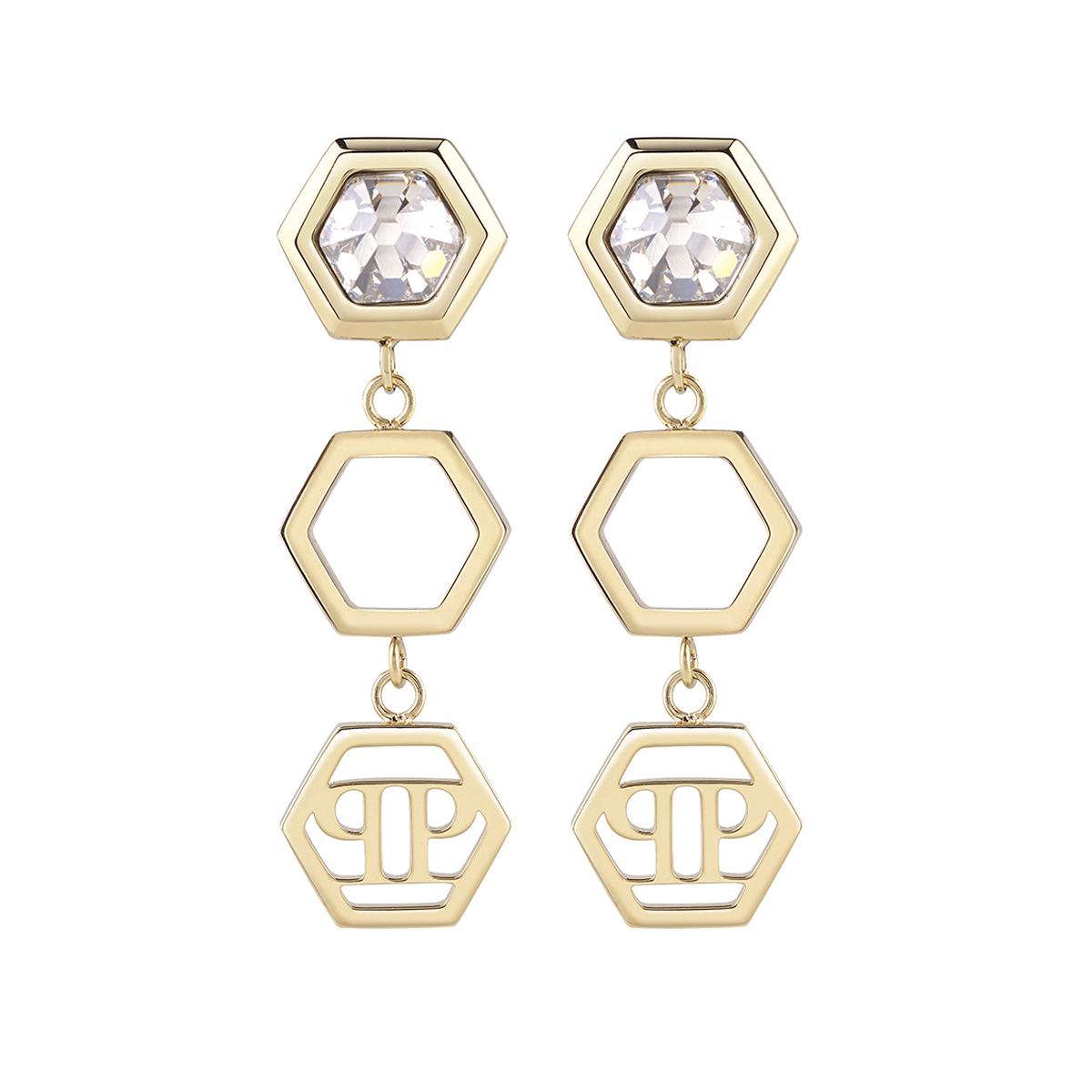 Philipp Plein Orecchini da donna in acciaio inox IP Gold LETTERING PJ1AA02EU