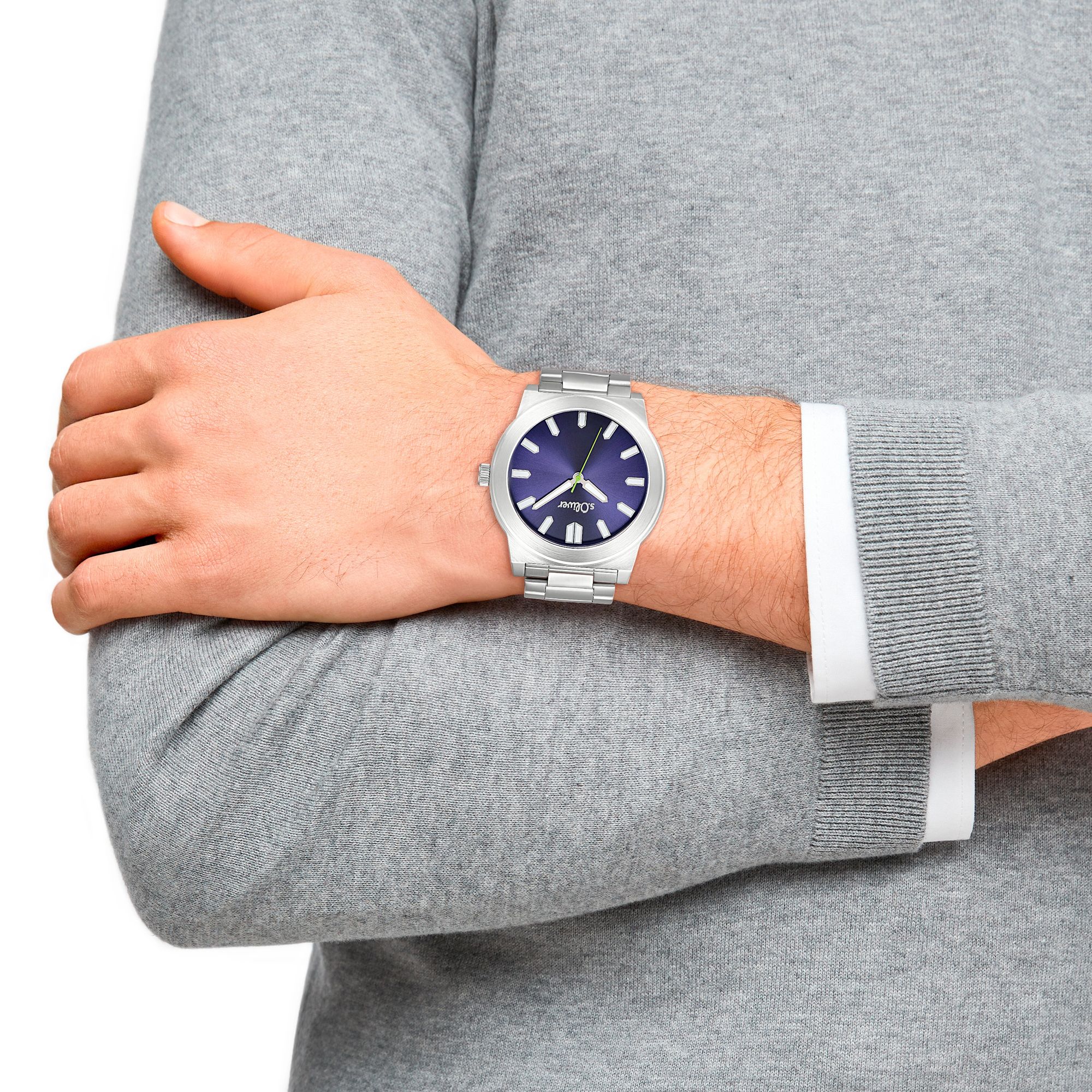 Citizen Uomo Orologio Argento Acciaio Inox Acqua Resist Batteria Blu