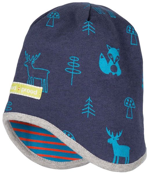 Proud Baby Mini Langarmshirt Waldtiere mit Woll-Anteil in petrol Loud