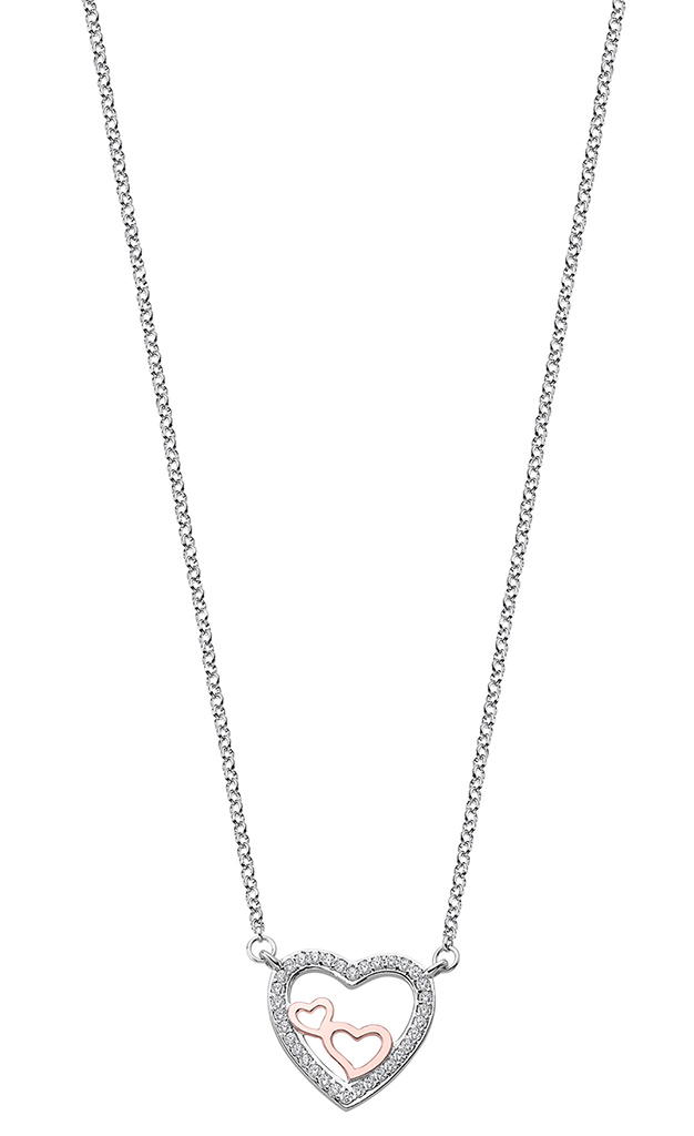 Lotus Silver Collier Halskette Mit Herz Silber Bicolor Lp1856 1 1 Minott Center