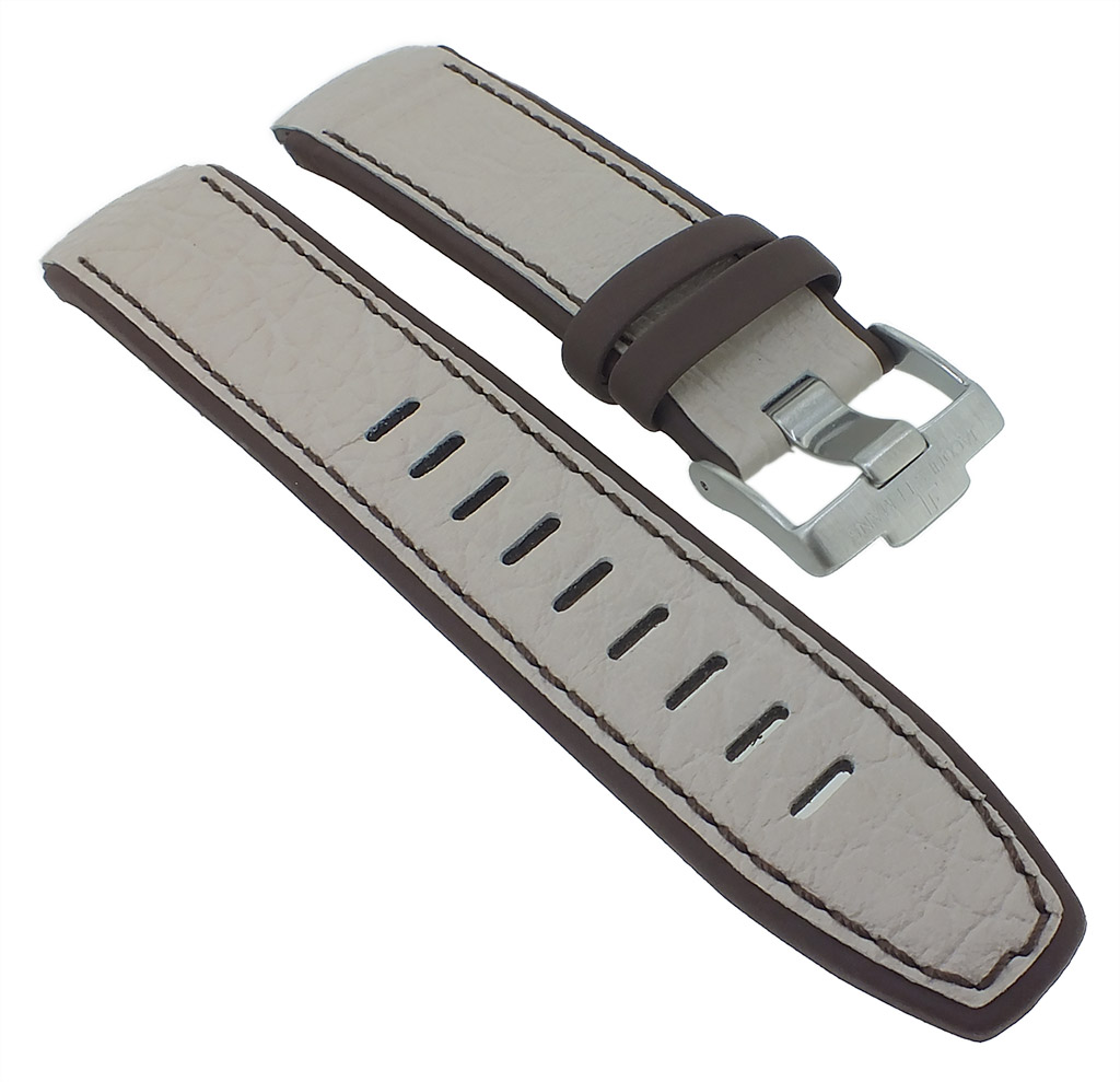 Jacques Lemans Sport 1-1982 Uhrenarmband Leder beige genarbt 1 