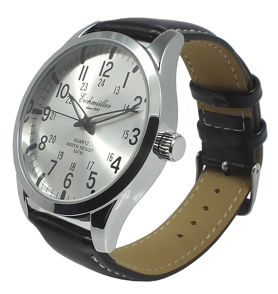 Eichmüller Herren Armbanduhr Ø 40mm Quarzwerk 3ATM silbern  