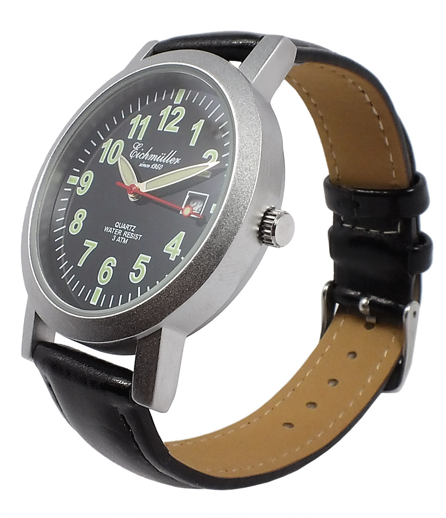 Eichmüller Unisex Armbanduhr Ø 37mm Quarzwerk 3ATM Datum Lederband 