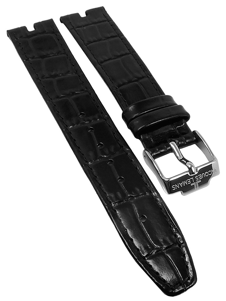 Jacques Lemans | Uhrenarmband Leder schwarz Krokoprägung 1-1663 | Minott  Center