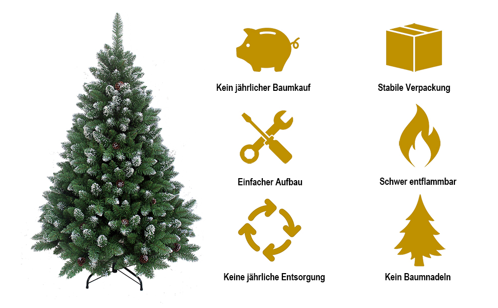 VA-Cerulean Weihnachtsbaum 150cm Künstlich - Schneller Aufbau Mit Ständer
