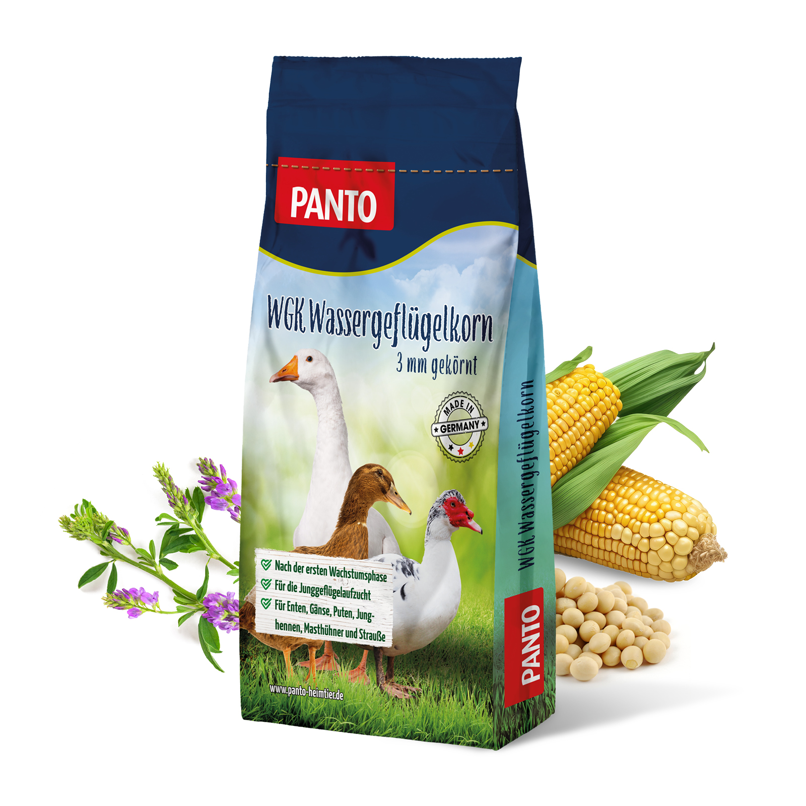 Wassergeflügelkorn • 3 mm Körnung • Alleinfutter für Wassergeflügel • 10 kg Wassergeflügelkorn • 3 mm Körnung • Alleinfutter für Wassergeflügel • 10 kg