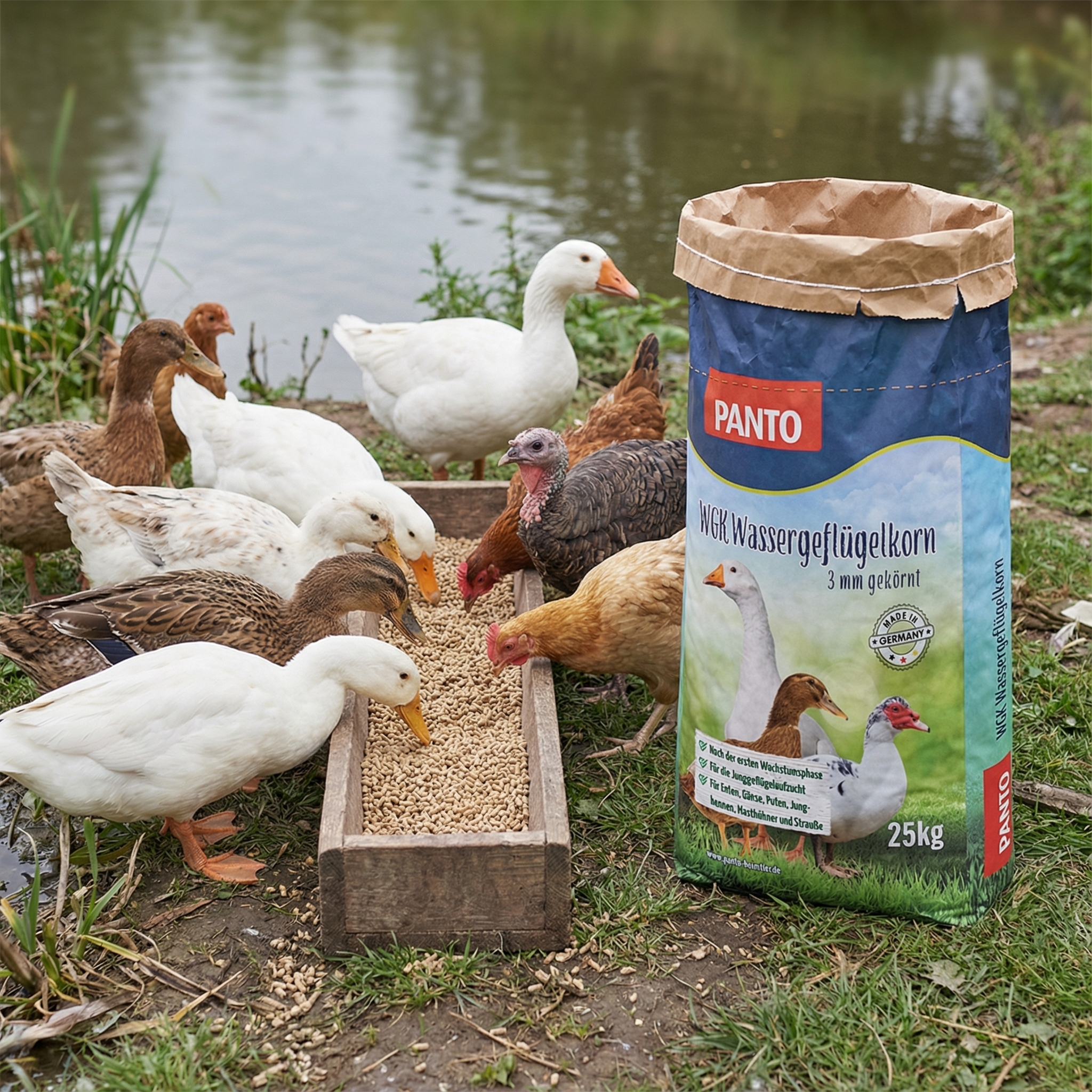 Wassergeflügelkorn • 3 mm Körnung • Alleinfutter für Wassergeflügel • 10 kg Wassergeflügelkorn • 3 mm Körnung • Alleinfutter für Wassergeflügel • 10 kg