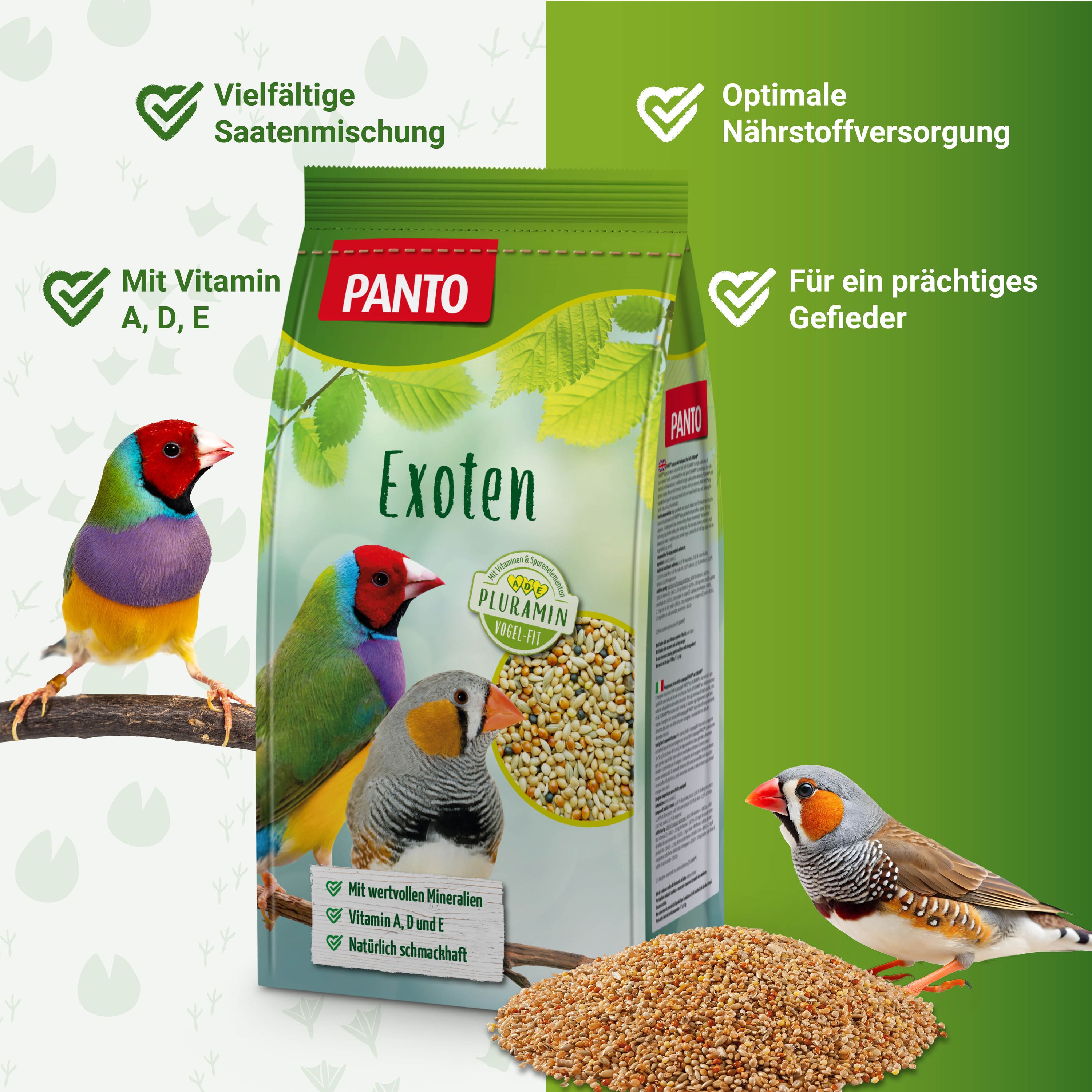 PANTO® Exotenfutter mit Pluramin® · Für Exoten & Ziervögel · 12,5 Kg PANTO® Exotenfutter mit Pluramin® · Für Exoten & Ziervögel · 12,5 Kg