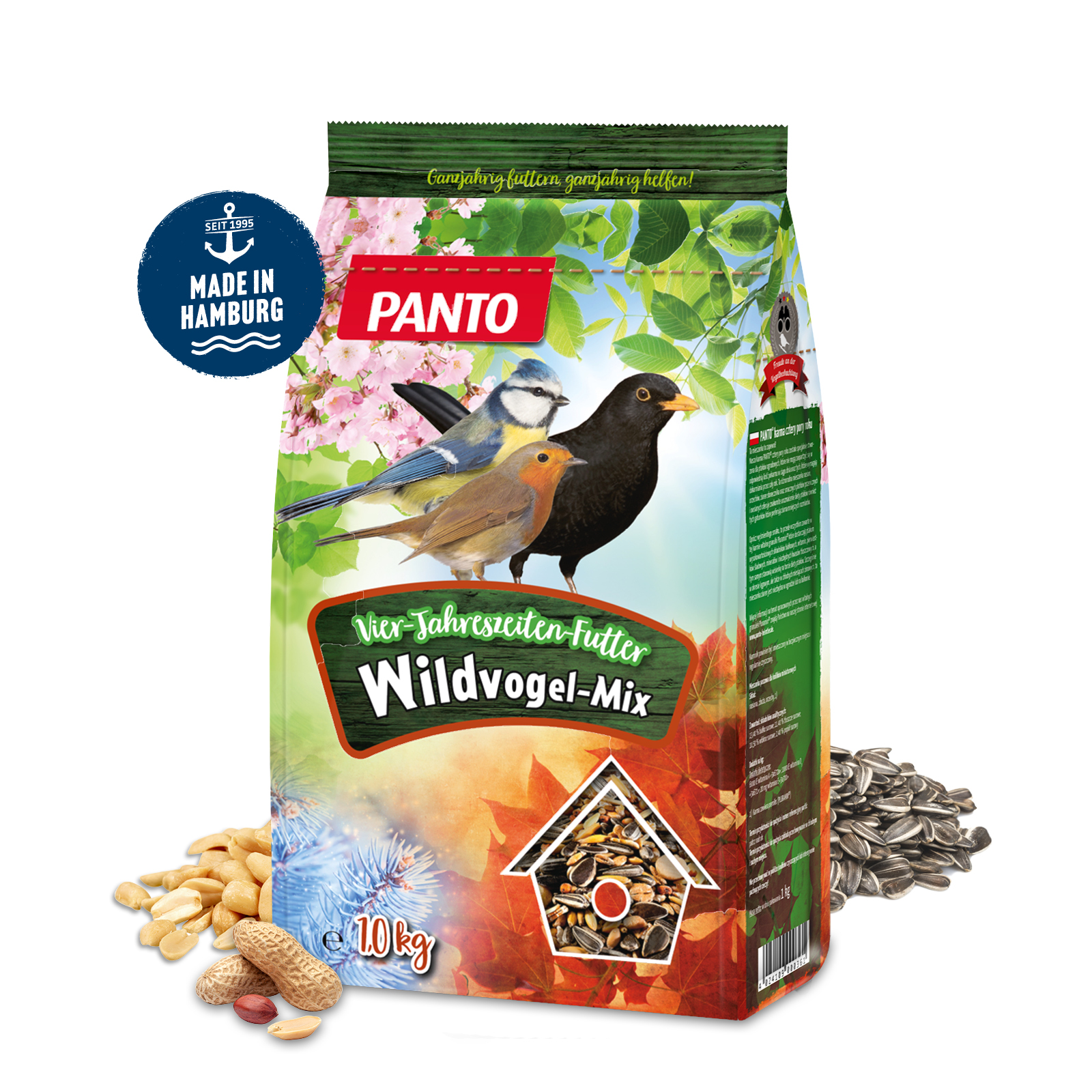 PANTO® Vier-Jahreszeiten-Futter · Ganzjahresmischung für Wildvögel · 12,5Kg PANTO® Vier-Jahreszeiten-Futter · Ganzjahresmischung für Wildvögel · 12,5Kg