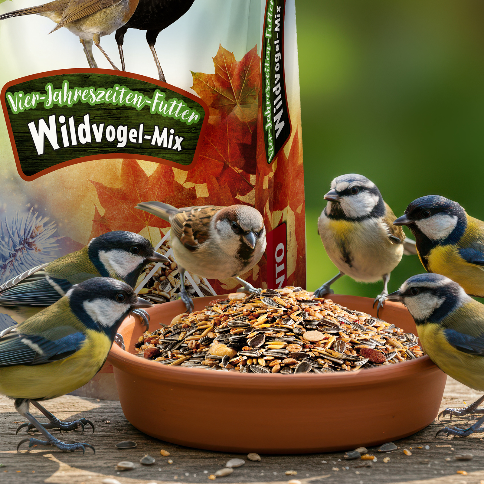 PANTO® Vier-Jahreszeiten-Futter · Ganzjahresmischung für Wildvögel · 12,5Kg PANTO® Vier-Jahreszeiten-Futter · Ganzjahresmischung für Wildvögel · 12,5Kg