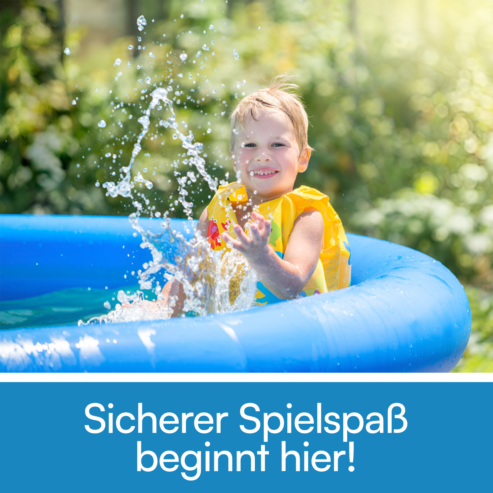 BURI Summer Poolmatte 9er Set - 50x50cm Rutschfeste Bodenfliesen | 2,25m² Blau 4mm Dick