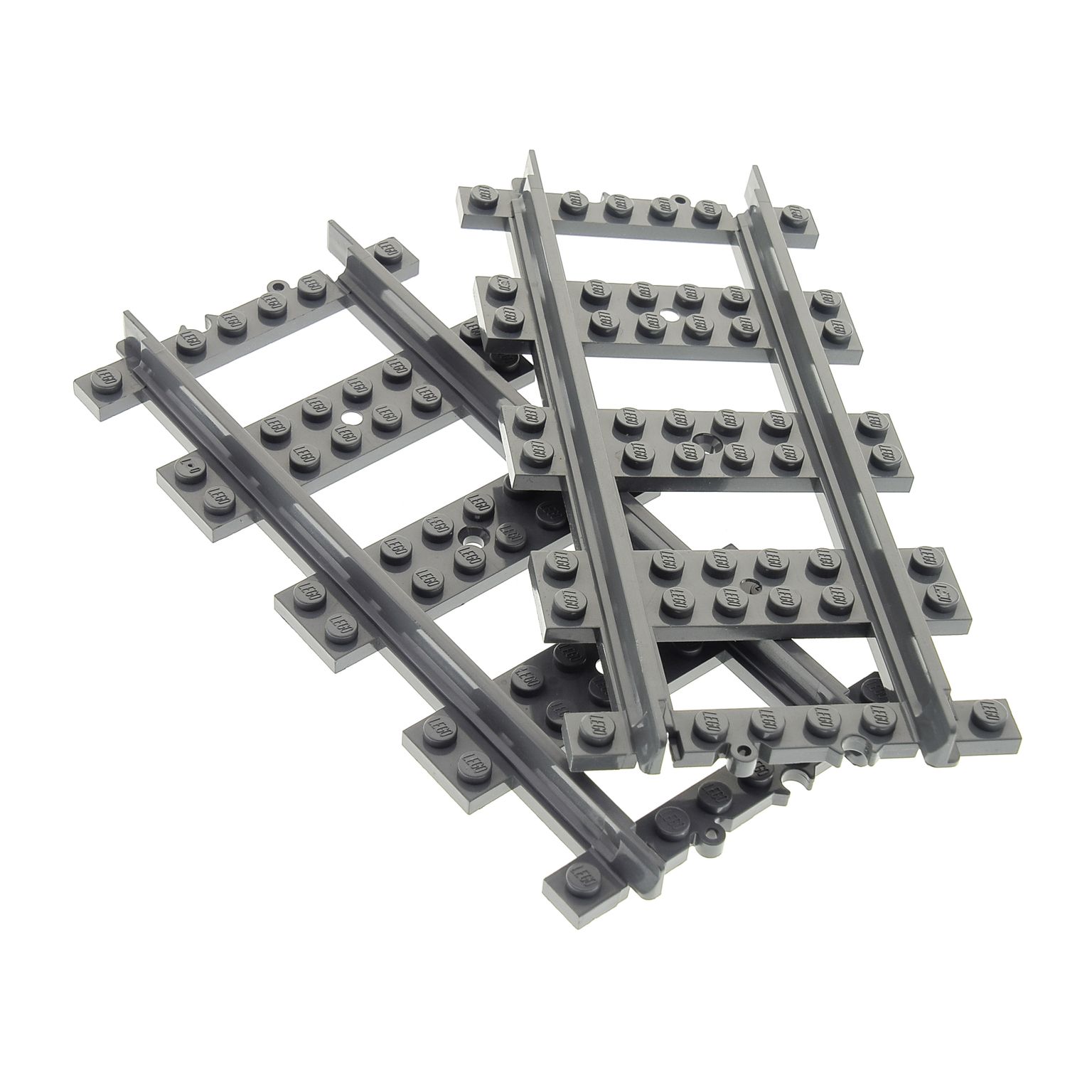 2 X Lego System Schiene Neu Dunkel Grau Gerade Eisenbahn Schienen