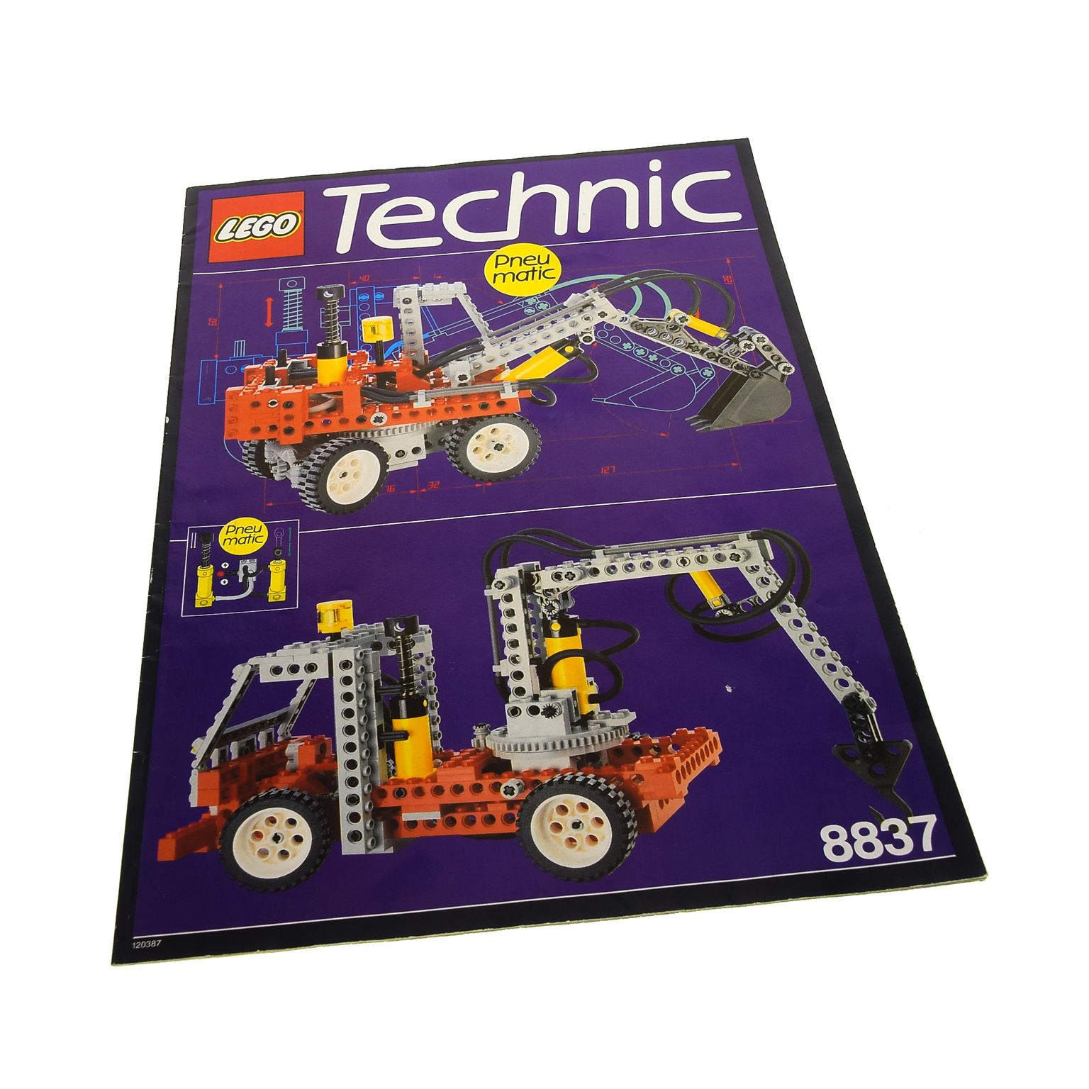 1 X Lego Technic Bauanleitung A4 Pneumatik Bagger Löffelbagger 8837