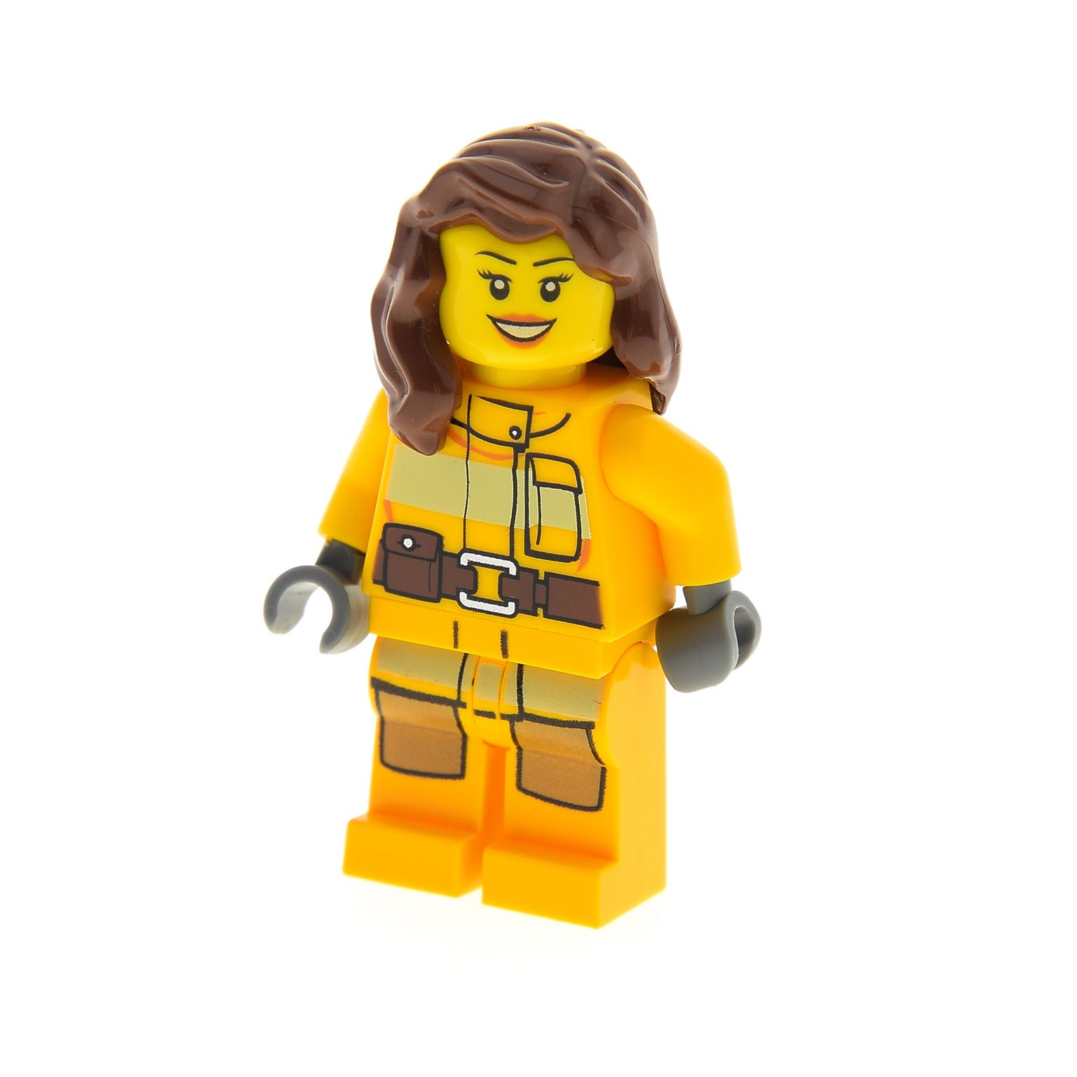 1 X Lego System Figur Frau Feuerwehr City Torso Hell Orange Feuer
