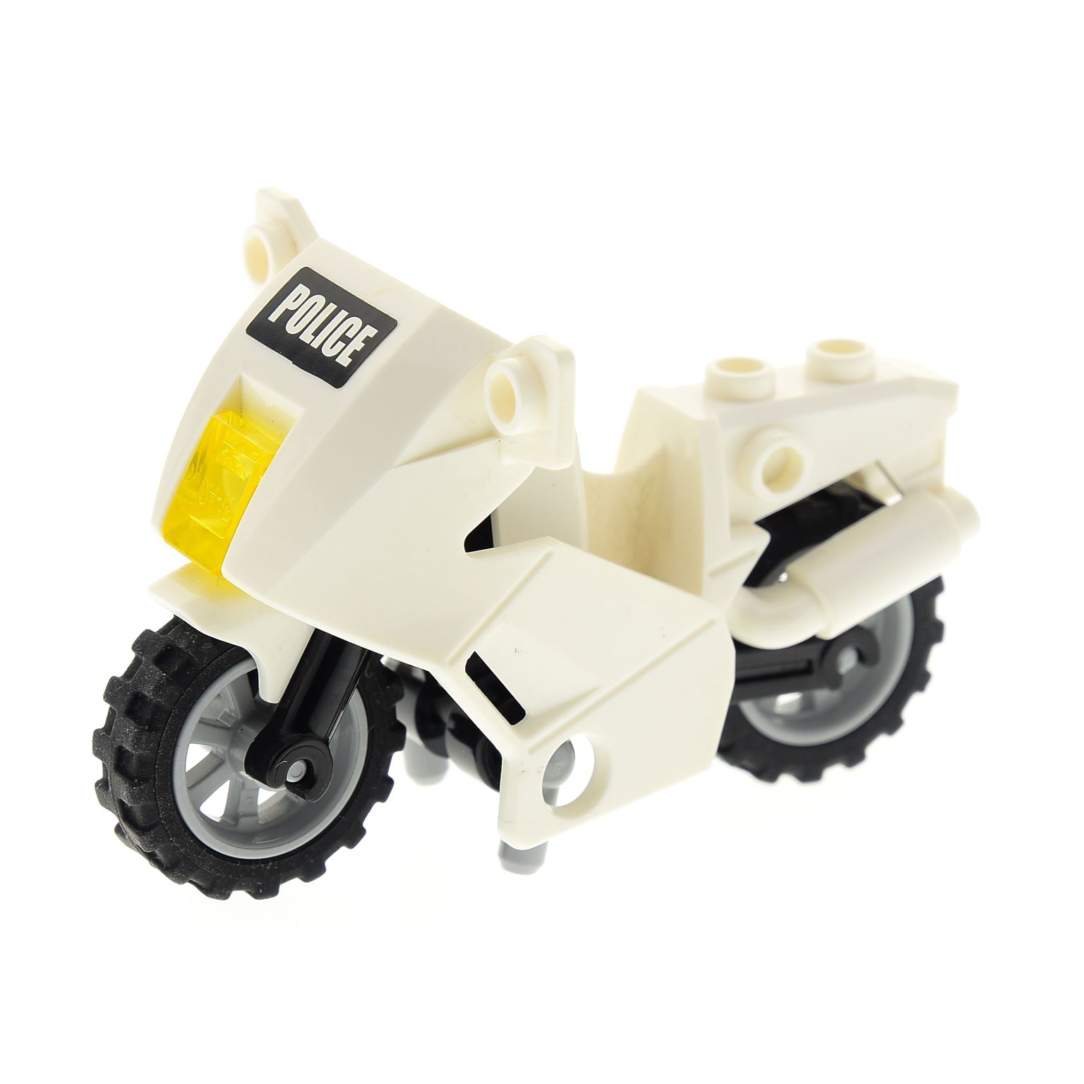 1 X Lego Brick White Motorcycle City Complete Assembly With Black