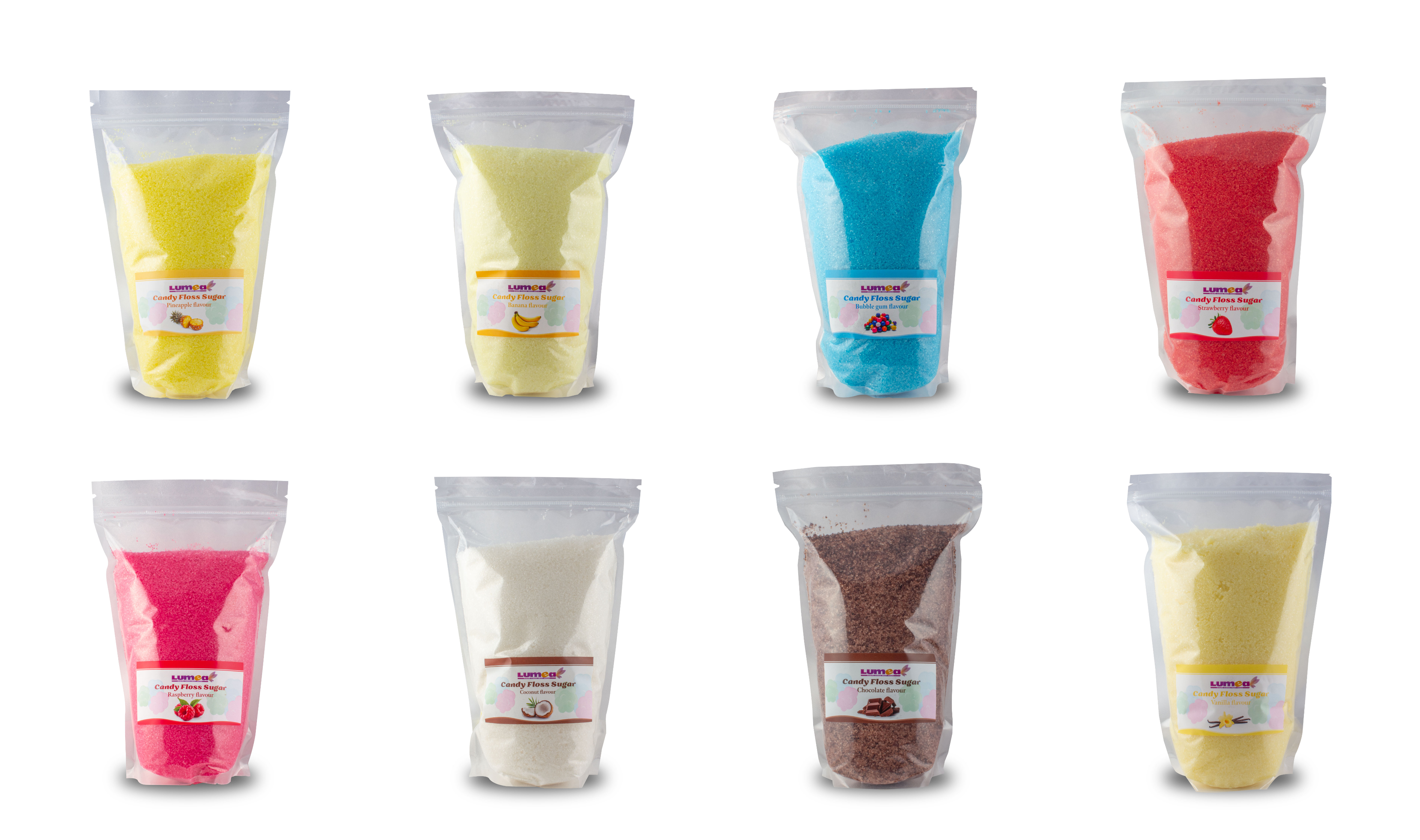     Premium Zuckerwatte Zucker mit Geschmack, 1kg, wiederverschließbar, Vanille Schokolade Bubble Gum Erdbeere etc