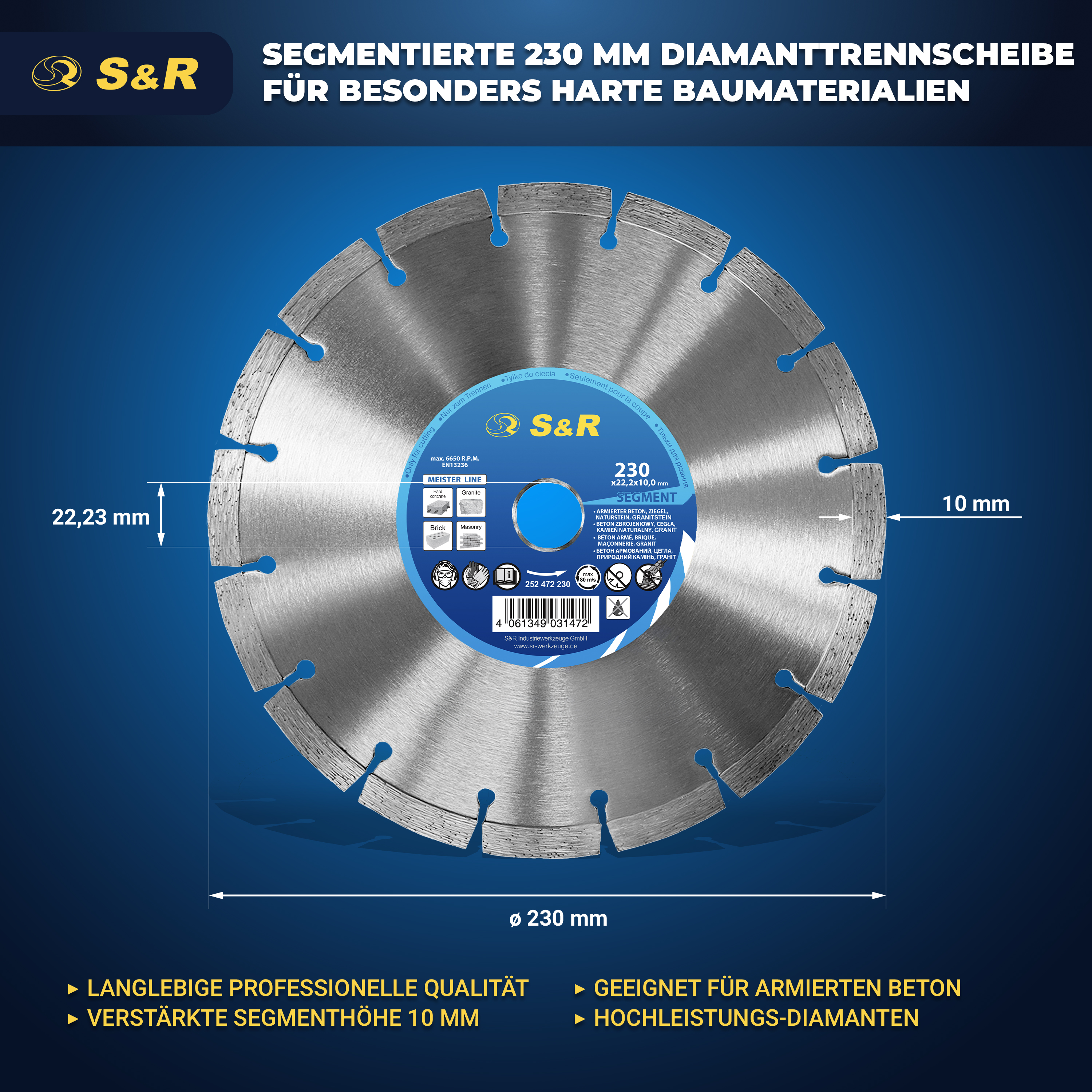 Disque à Tronçonner Diamant "Optimus 15-230 X 22,23 Mm - Acier Pour