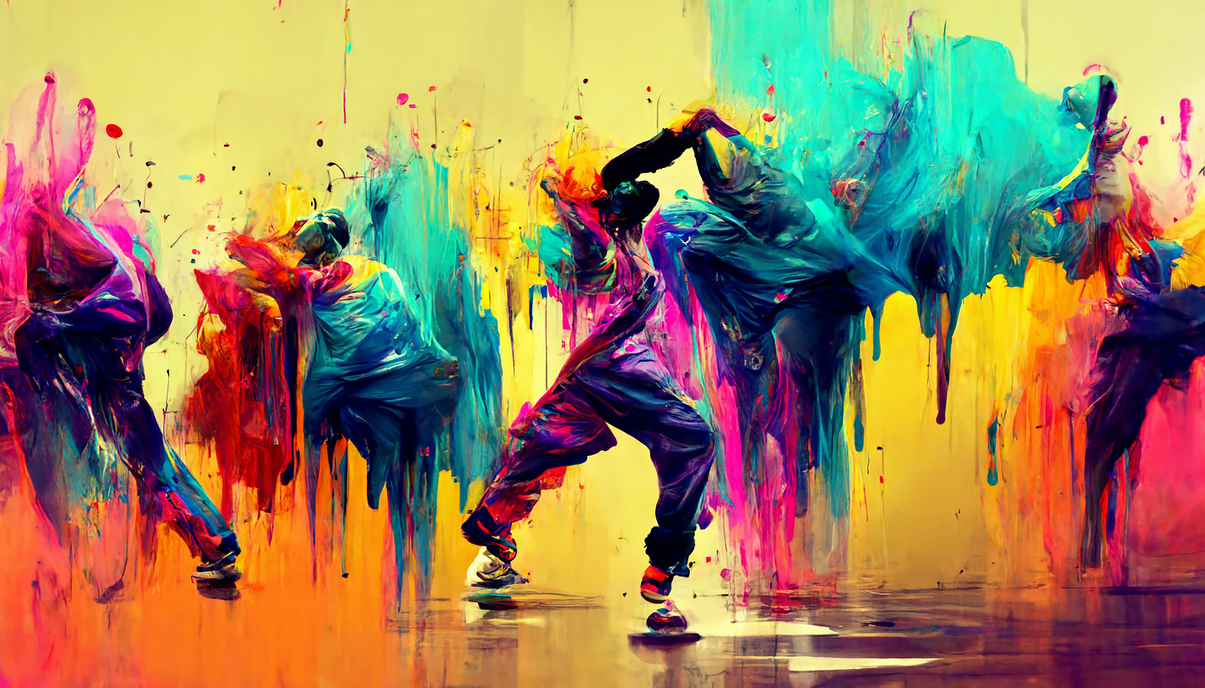 farbefrohes Grafitti mit Ballettänzer:innen