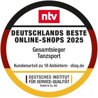 ntv & DISQ Siegel – Deutschlands beste Online-Shops 2025, Gesamtsieger Tanzsport – Tanzmuster