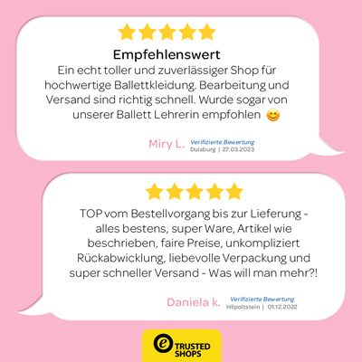 Kundenbewertungen zu Ballettkleidung bei tanzmuster – vertrauenswürdiger Online-Shop