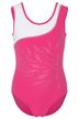 Ärmeloser Turnanzug für Gymnastik und Rhythmische Sportgymnastik mit Strass, pink-weiß