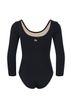 Langarm-Turnanzug für Gymnastik in schwarz mit feinen Strass-Applikationen, Rückenansicht