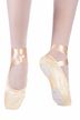 Satin ballet slippers "Sandy" with satin ribbon, split leather sole, champagne 2