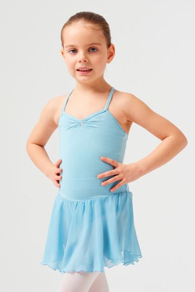 Strap ballet leotard "Maja" with chiffon skirt, light blue