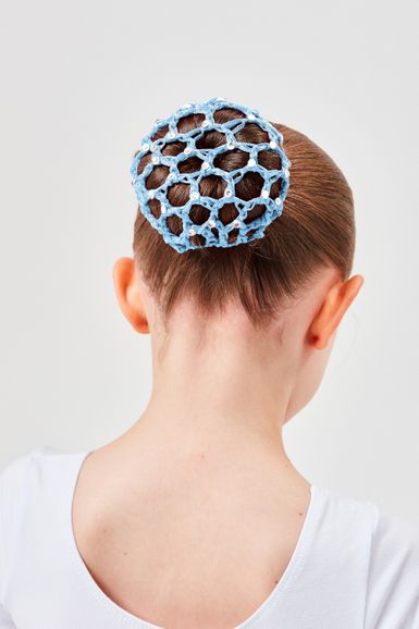 Ballet bun net "Mila" with rhinestones, light blue