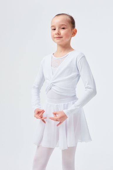 Ballet Long-sleeved top "Mia" with twist, white