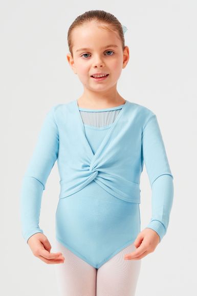 Ballet Long-sleeved top "Mia" with twist, light blue