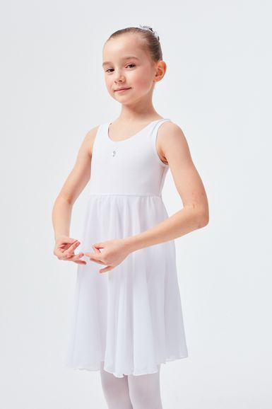 ballet leotard "Helena" with wide straps and chiffon skirt, white