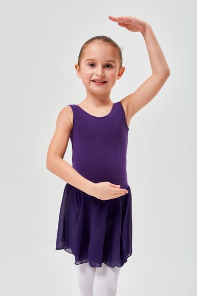 ballet leotard "Minnie" with chiffon skirt, purple